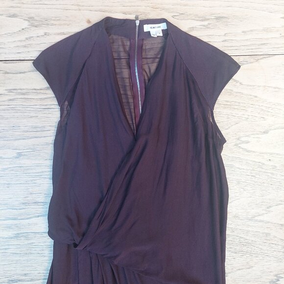 Helmut Lang silk blend drape wrap front fitted mini dress sheer back size 2 - Picture 5 of 13